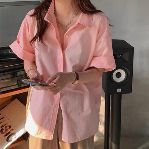 WANWAN Collar Down Short Sleeves Shirts